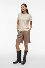 Vila Camiseta manga corta detalle calados de algod&oacute;n org&aacute;nico Gris