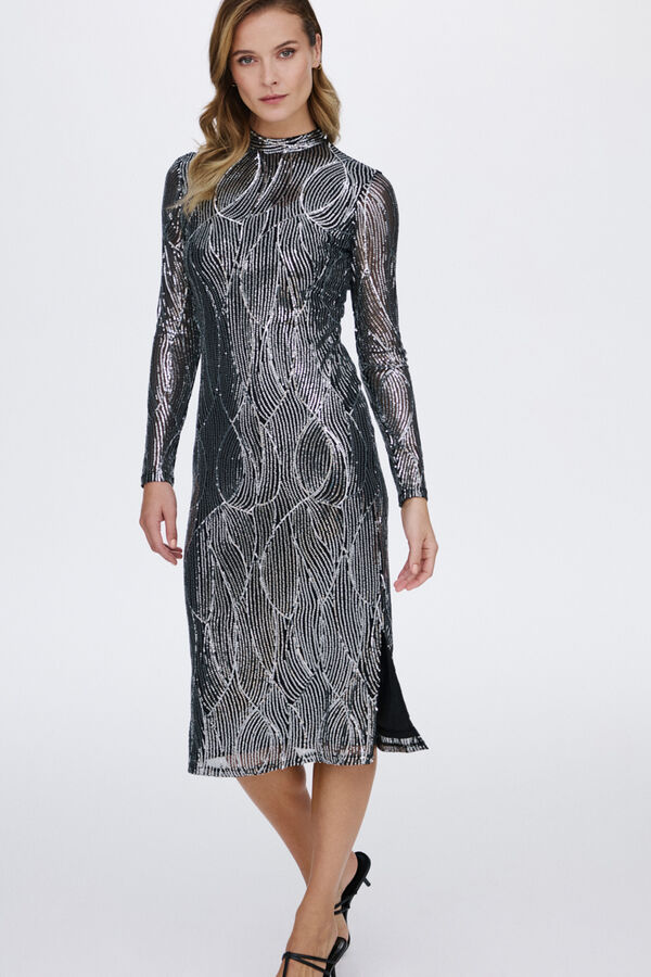 Vila Vestido midi con lentejuelas Gris