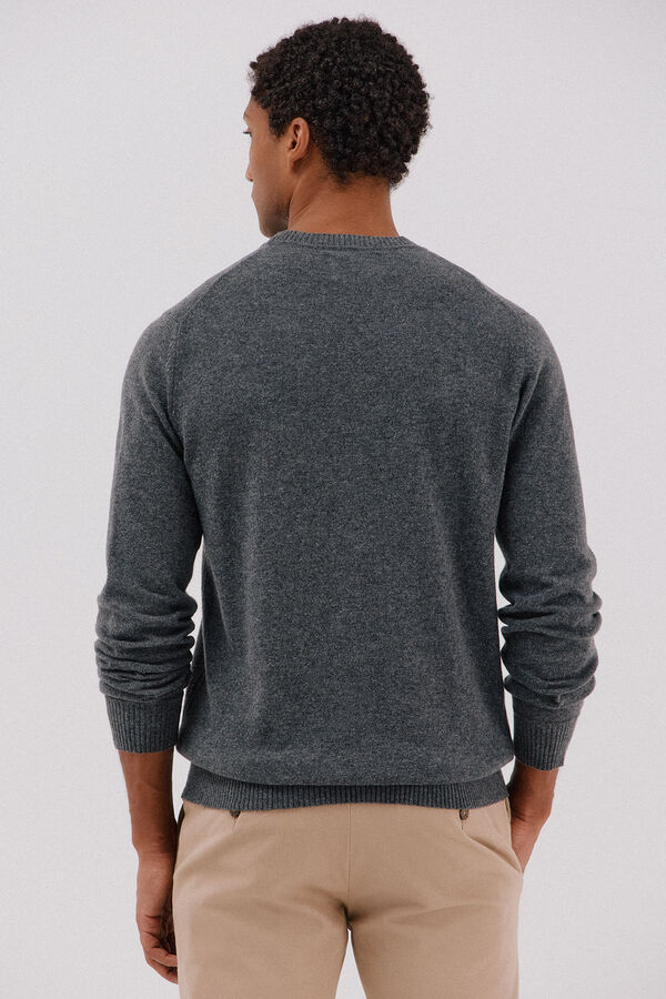 Cortefiel Jersey lana lambswool cuello redondo Gris