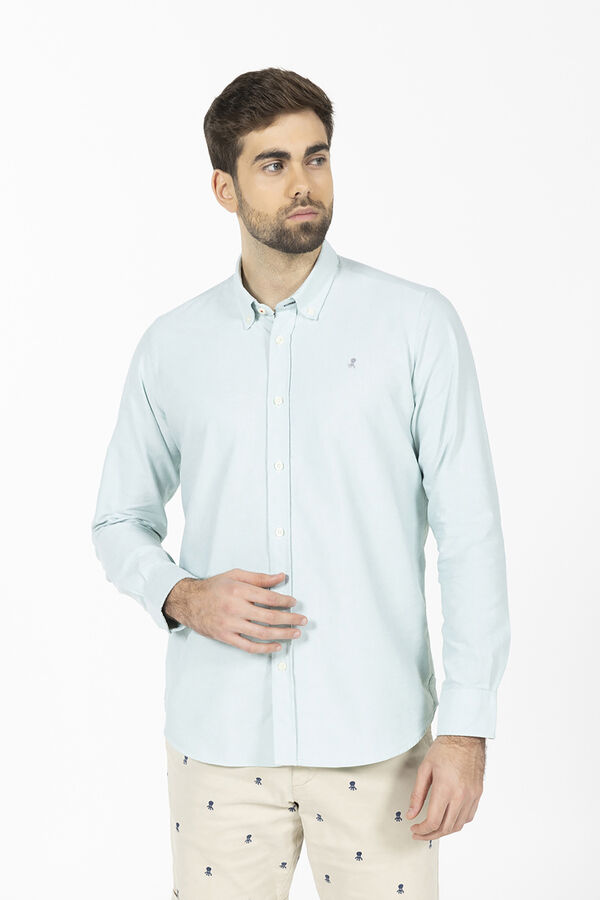 elPulpo Camisa lisa oxford Turquesa