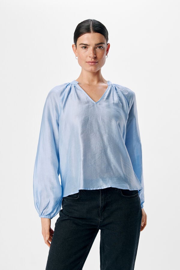 Object Blusa amplia cuello pico Azul