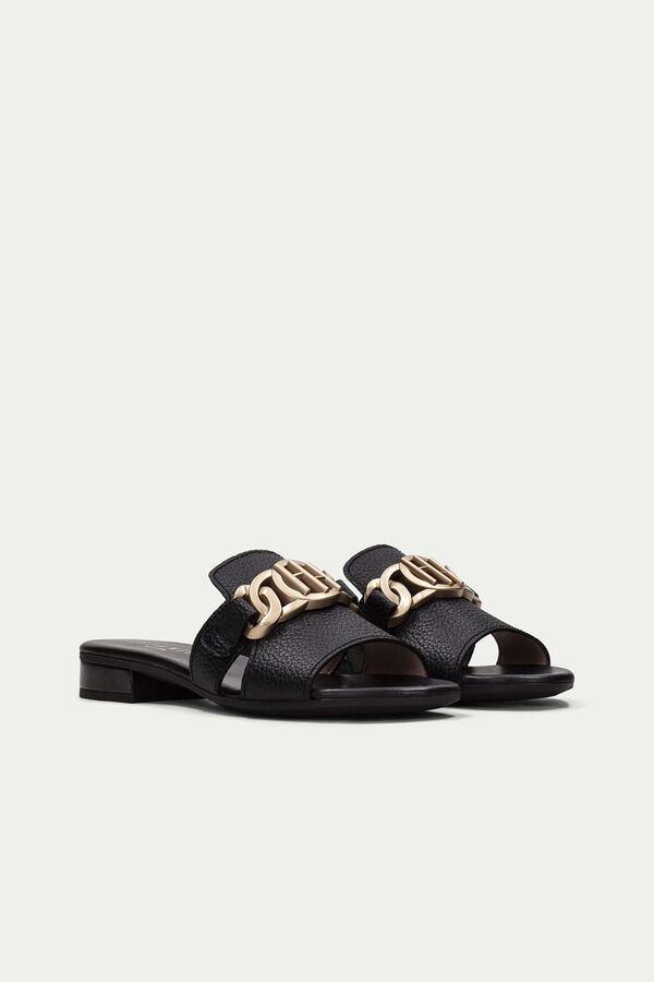 Hispanitas Sand&aacute;lia rasa adorno duplo H LENA Preto