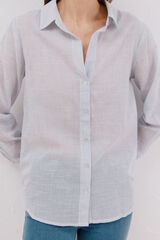 Cortefiel Camisa de algod&atilde;o riscas Azul