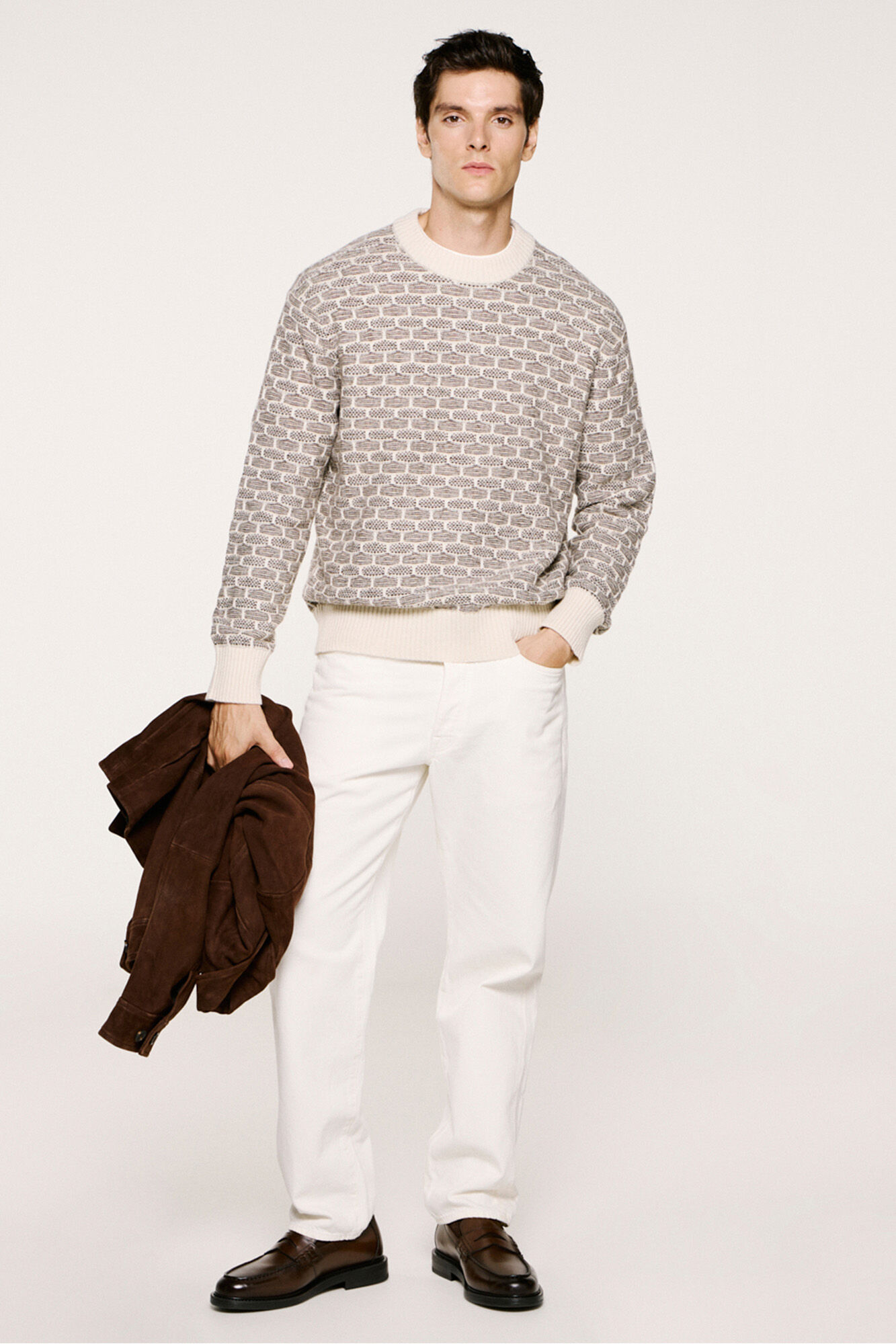 Selected Camisola de l&atilde; com gola caixa 