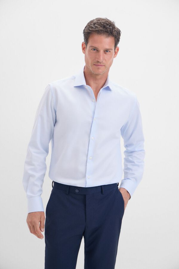 Cortefiel Camisa vestir estructura lisa f&aacute;cil plancha Azul