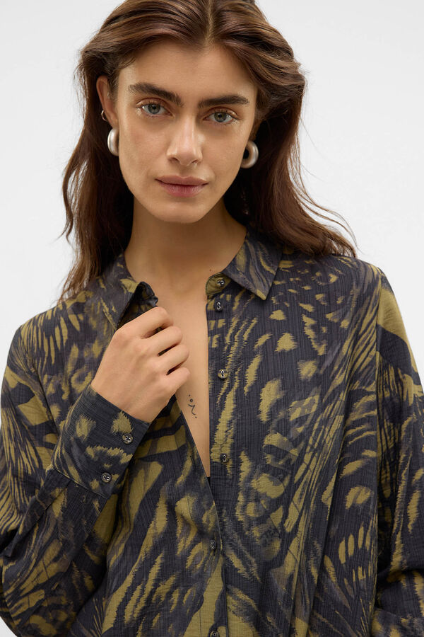 Vero Moda Camisa estampada manga larga Verde oscuro