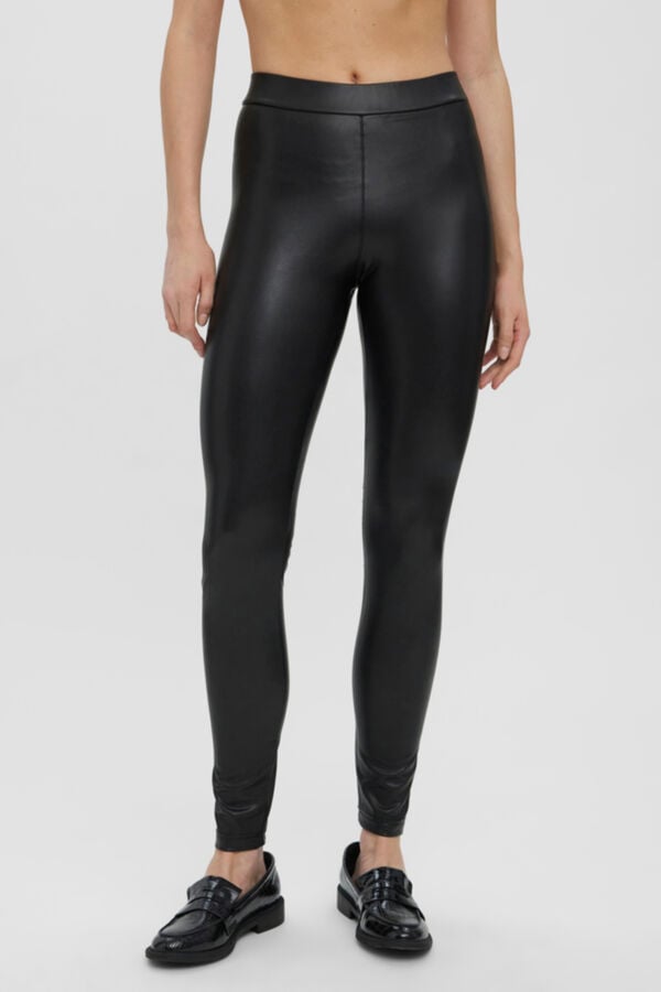 Vero Moda Legging de polipiel Negro