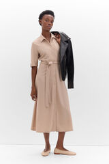 Cortefiel Vestido polo em malha piqu&eacute; Castanho