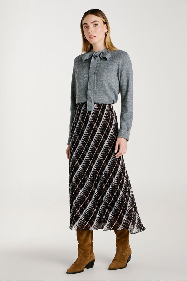 Vila Falda midi de gasa plisada Negro