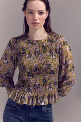 Slowlove Blusa nido de abeja Estampado verde