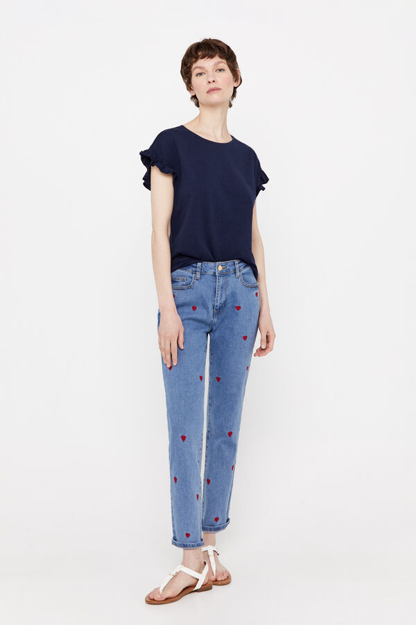 Cortefiel Camiseta volante Azul marino