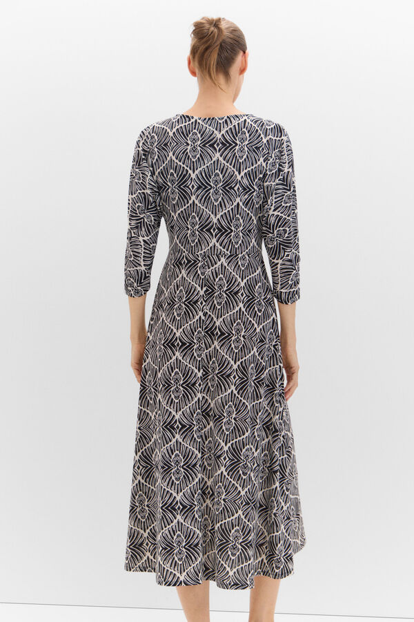 Cortefiel Vestido estampado manga morcego Impress&atilde;o