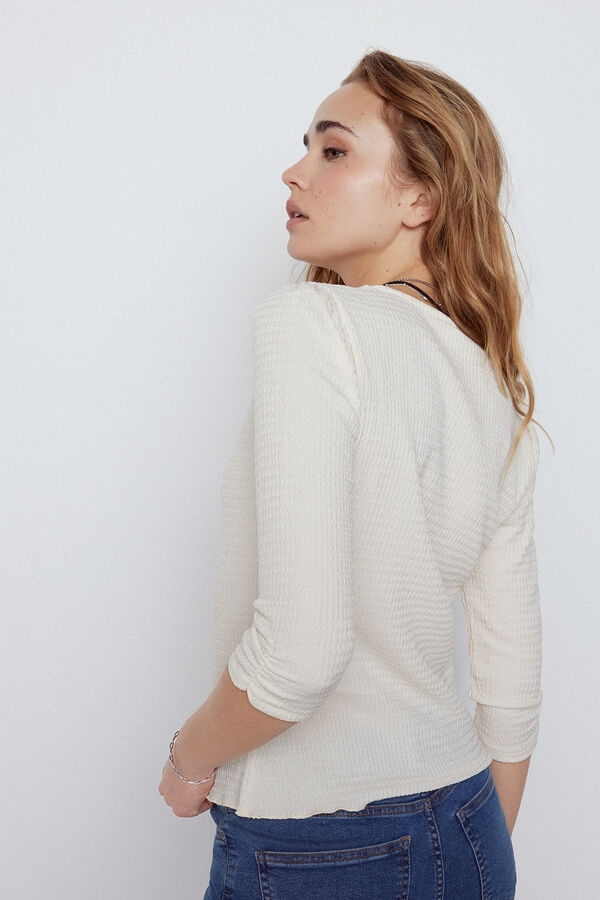 Slowlove Top estrutura manga curta Ecru