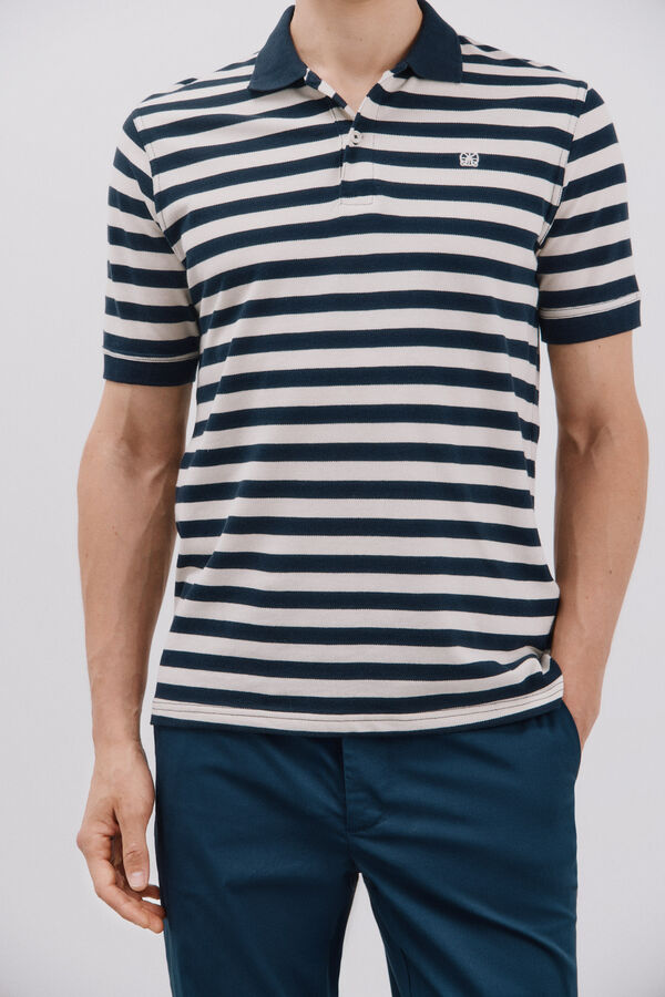 Cortefiel Polo piqu&eacute; de rayas Azul marino