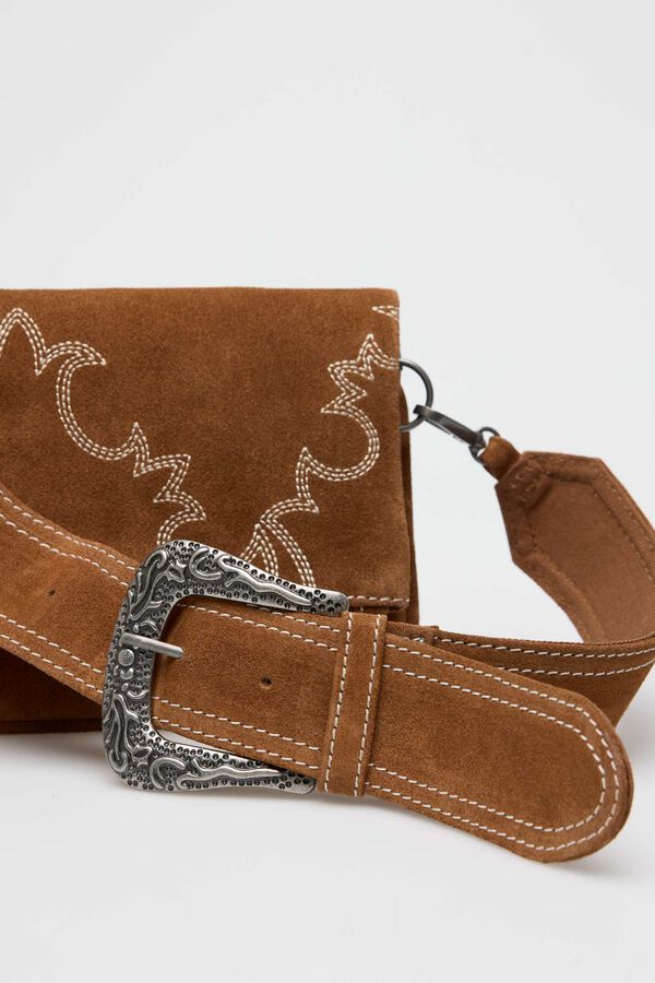 Slowlove Saco de ombro em pele rachada Castanho