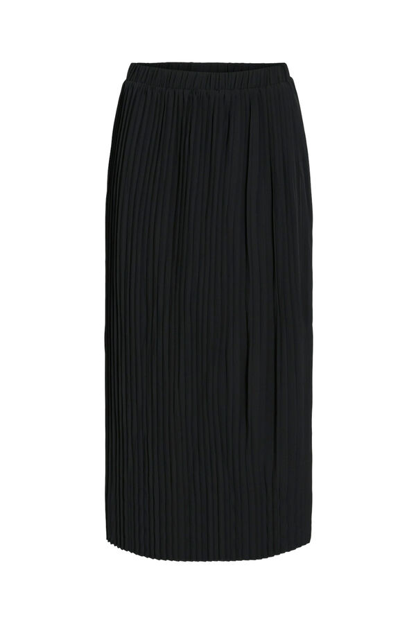 Vila Saia midi plissada Preto