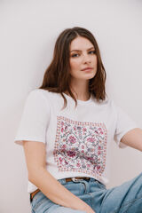Cortefiel T-shirt estampado floral Branco