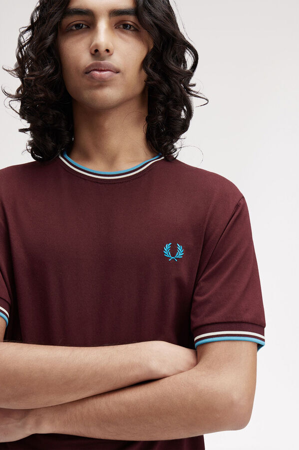 Fred Perry Camiseta de hombre de manga corta Granate