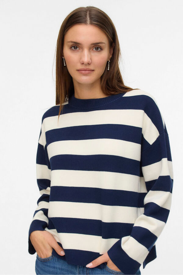 Vero Moda Jersey de punto fino cuello redondo Azul marino
