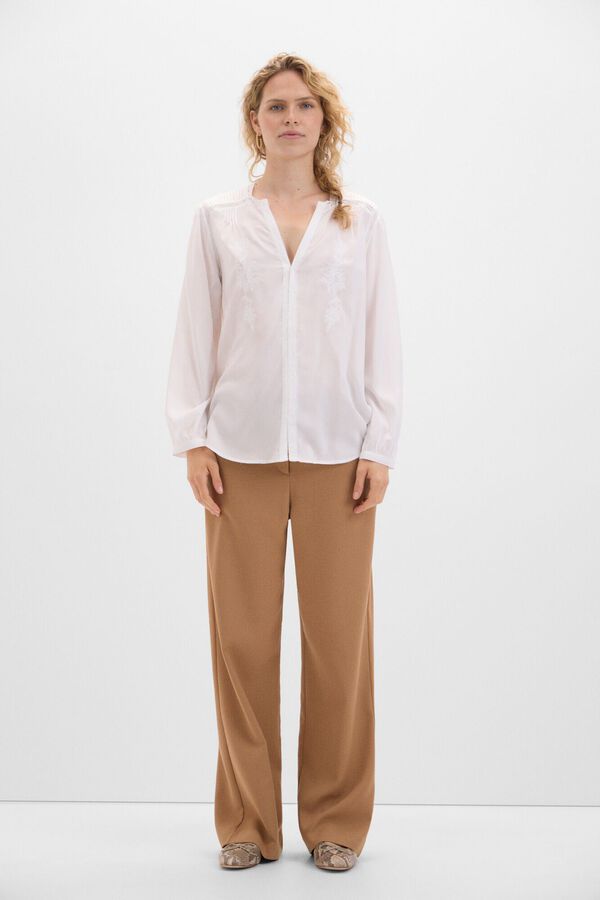 Cortefiel Blusa rom&aacute;ntica bordada Blanco