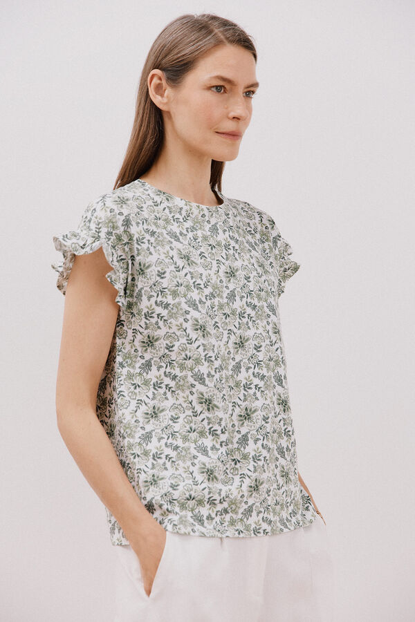 Cortefiel Camiseta b&aacute;sica volante Estampado amarillo