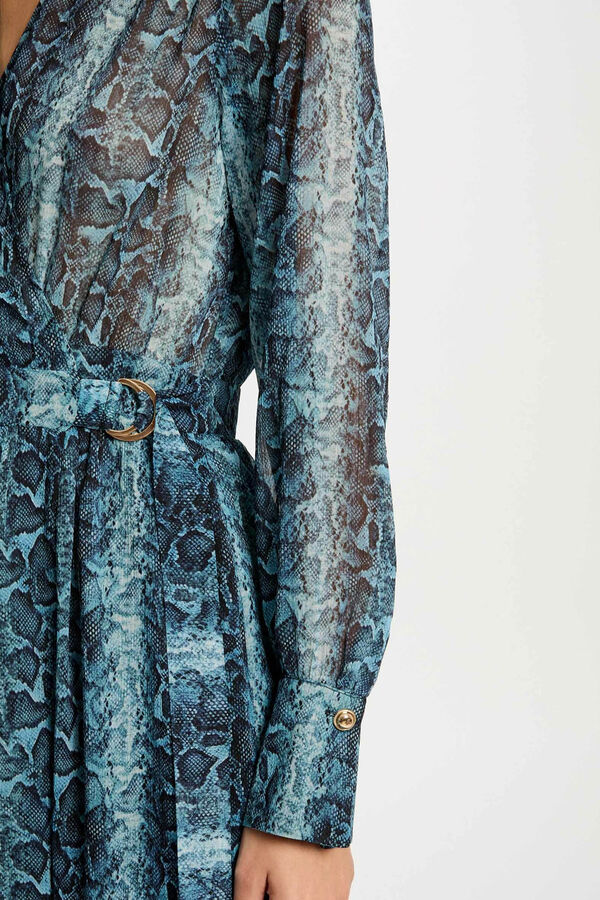 Morgan Vestido largo cruzado Estampado azul