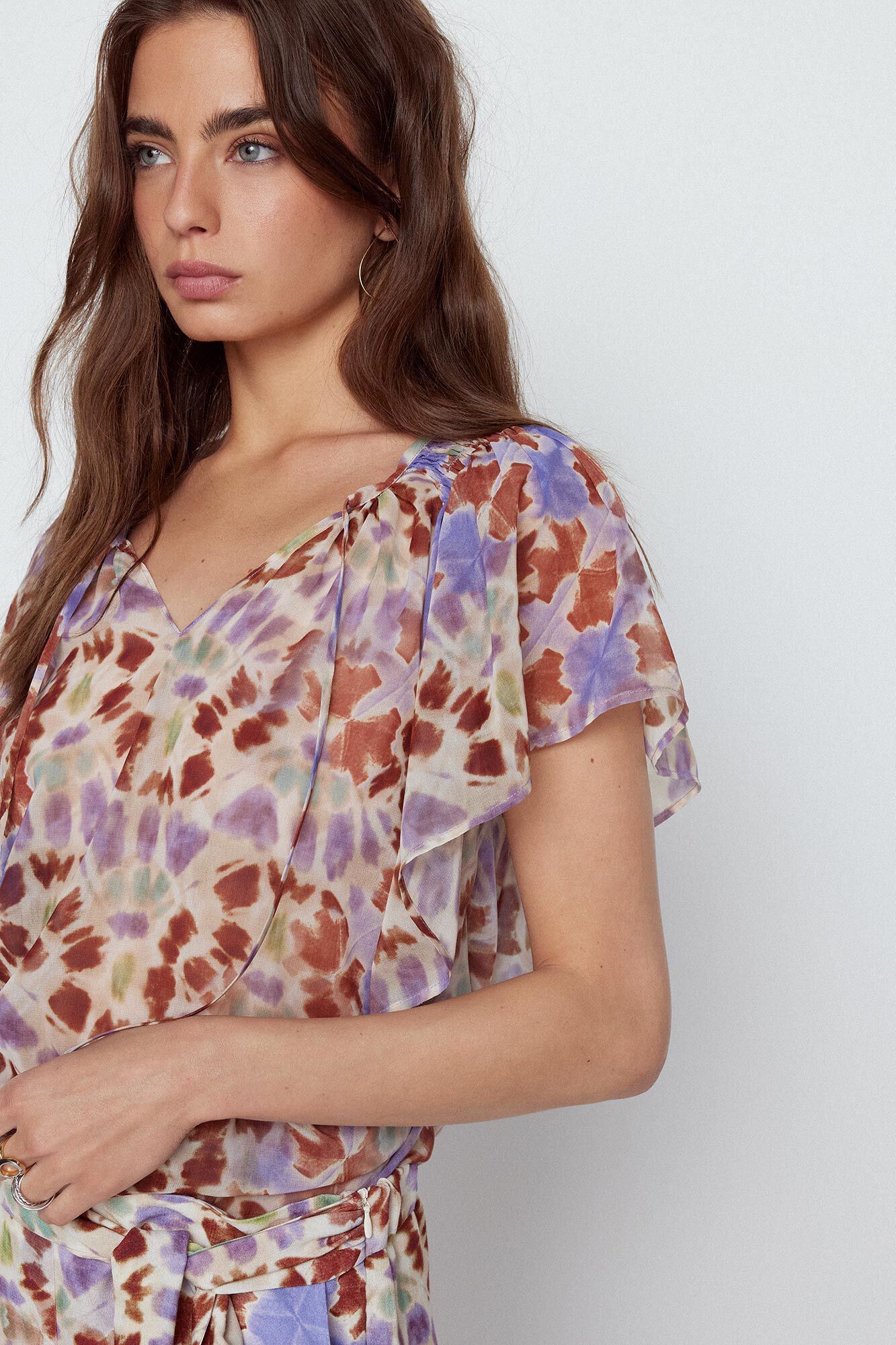 Slowlove Blusa estampada volante
