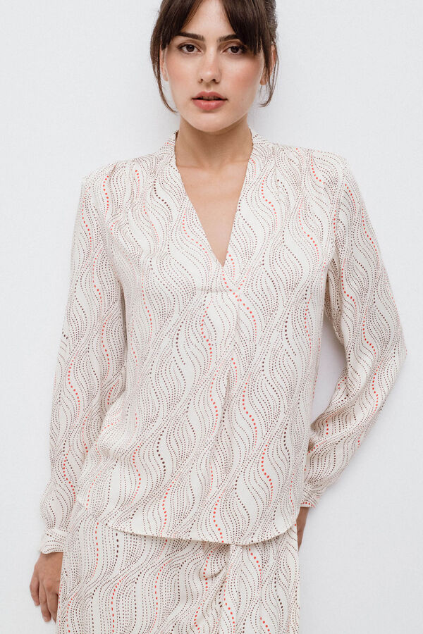 Vila Blusa manga comprida estampada Cinzento