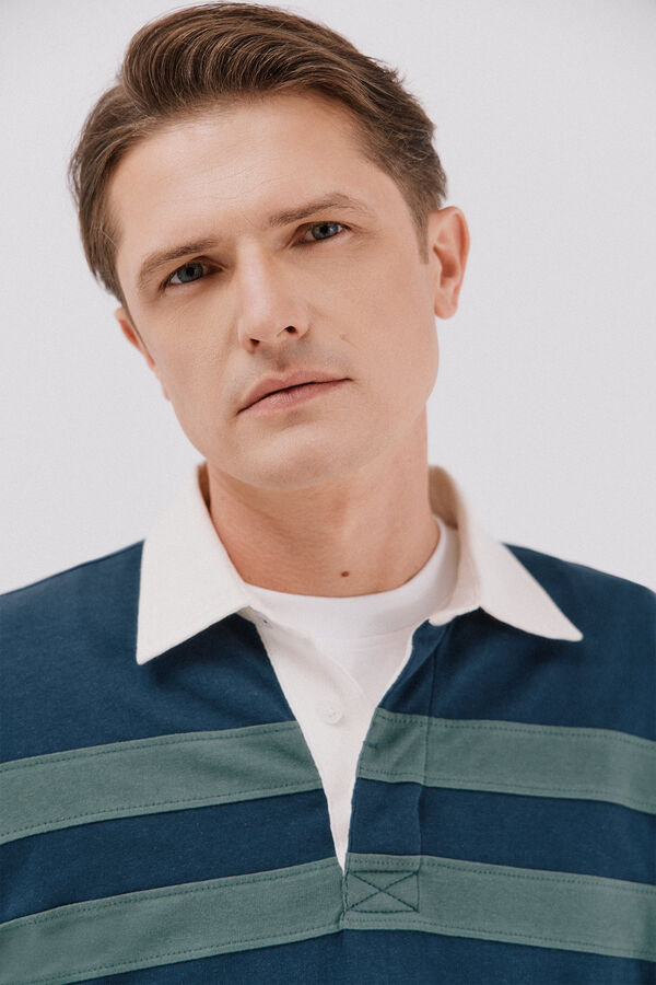 Cortefiel Polo rugby de rayas Azul marino