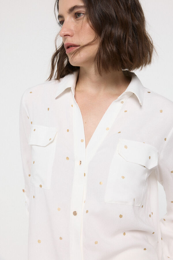 Vero Moda Camisa de manga larga con detalle lurex Blanco
