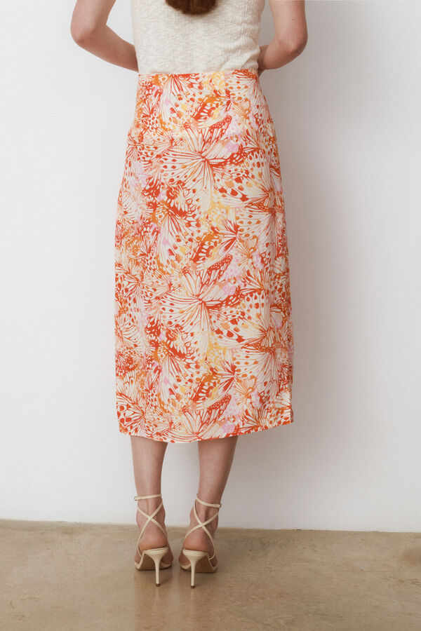 Vila Falda midi de cintura alta estampada Blanco