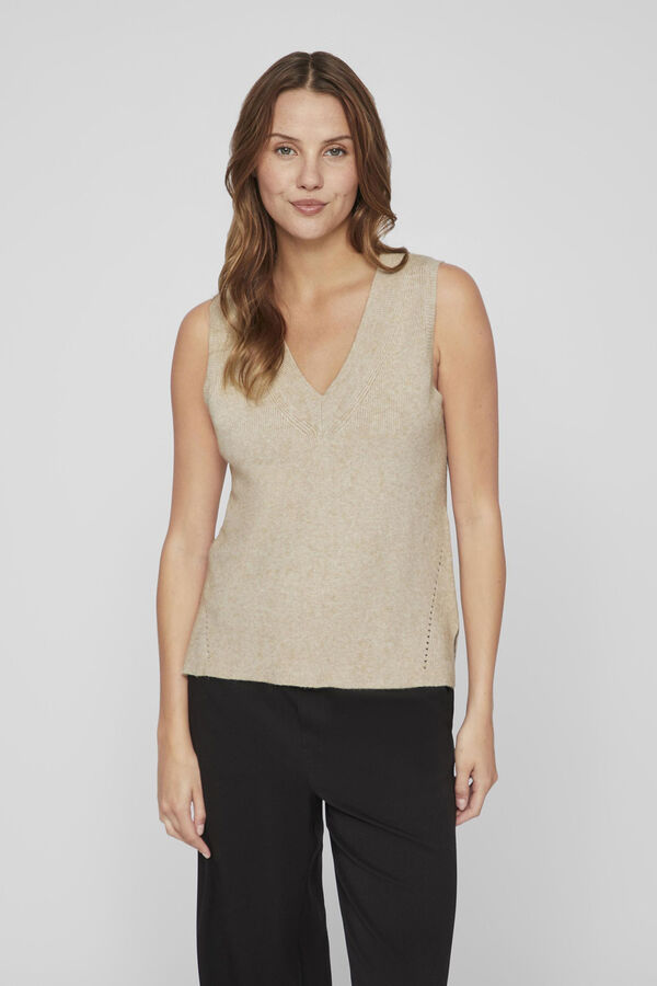 Vila Colete de mulher b&aacute;sico de malha Castanho