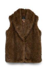 Vero Moda Chaleco efecto piel Marr&oacute;n