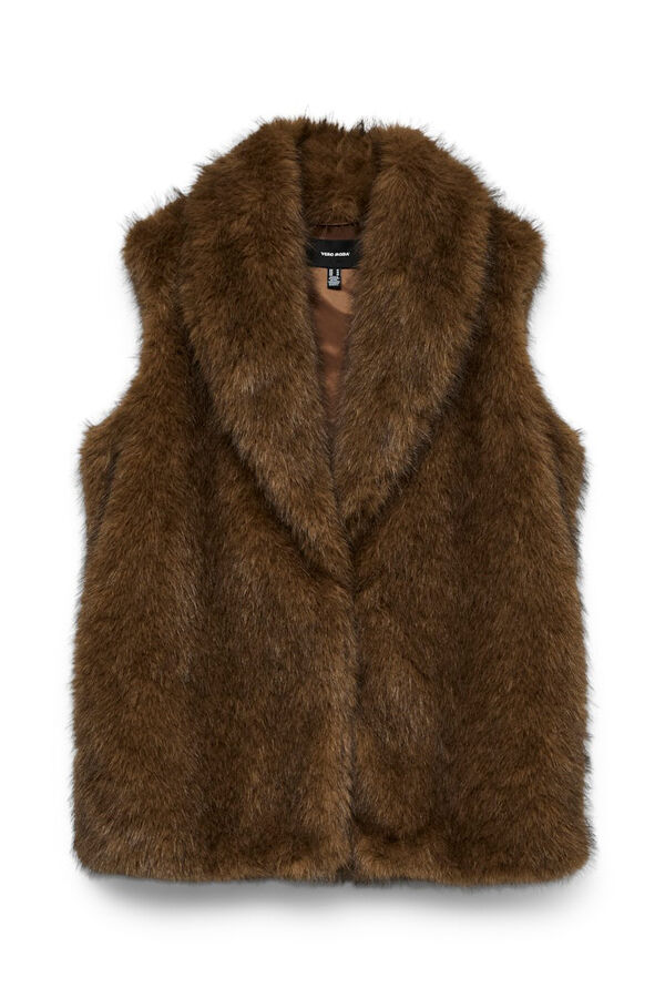 Vero Moda Chaleco efecto piel Marr&oacute;n