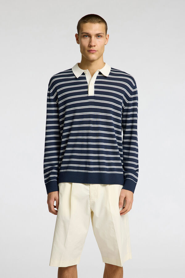 Selected Polo rugby 100% lana merino Azul