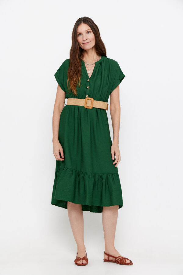 Cortefiel Vestido confort cintur&oacute;n Verde oscuro