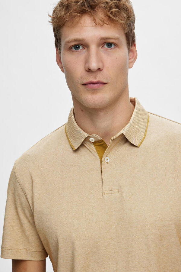 Selected Polo de manga curta confecionado com algodão orgânico Castanho