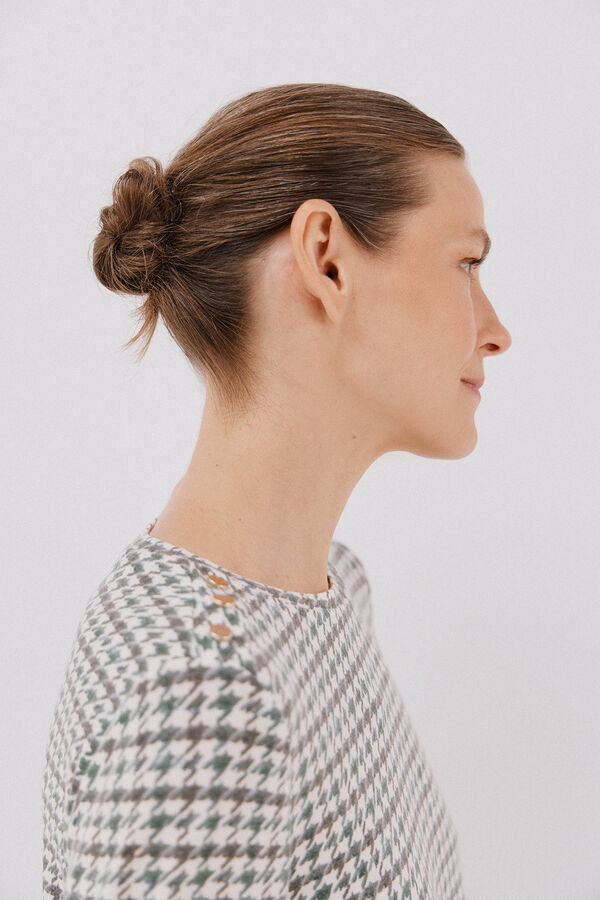 Cortefiel Camiseta caja botones Estampado verde