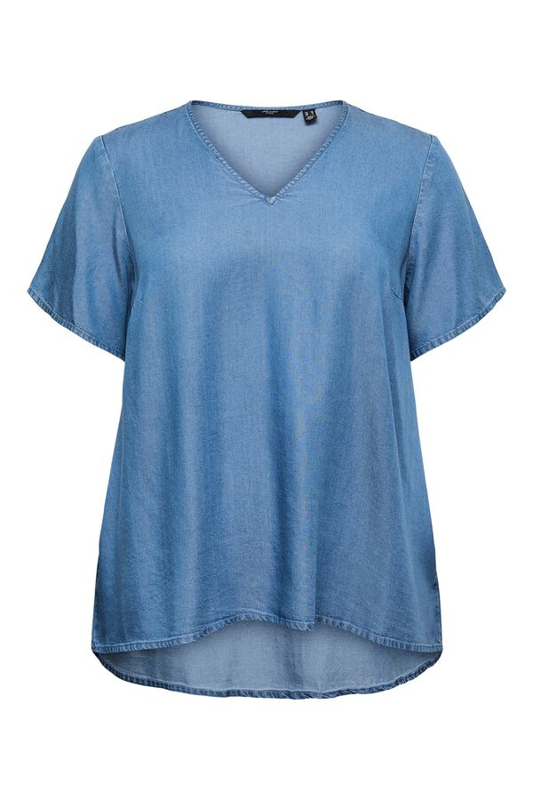 Vero Moda Curve Top Tencel talla grande Azul
