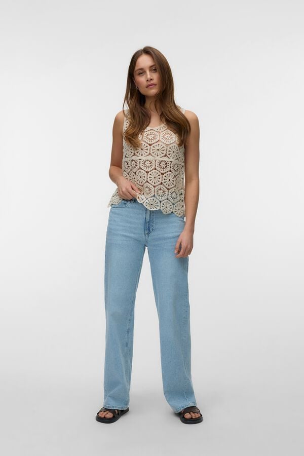 Vero Moda Top sin mangas crochet Beige