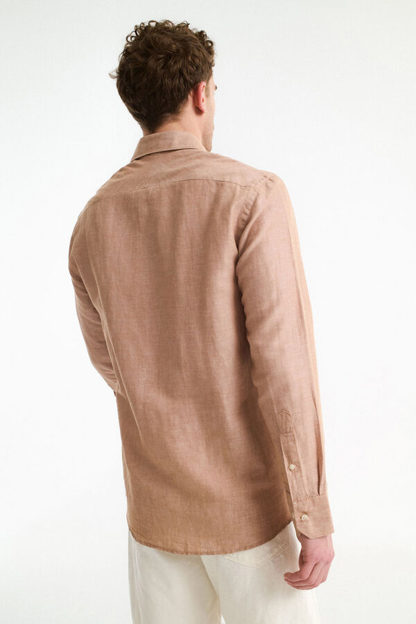 Selected Camisa de lino Regular Fit Marrón