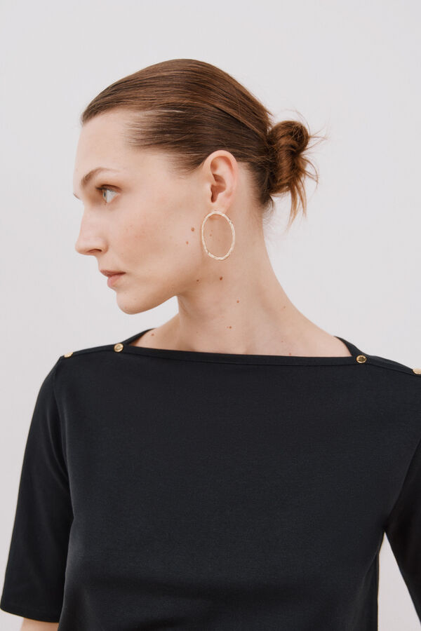 Cortefiel Camiseta b&aacute;sica escote barco Negro