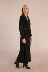 Molly Bracken Americana de terciopelo con cuello y solapa Negro