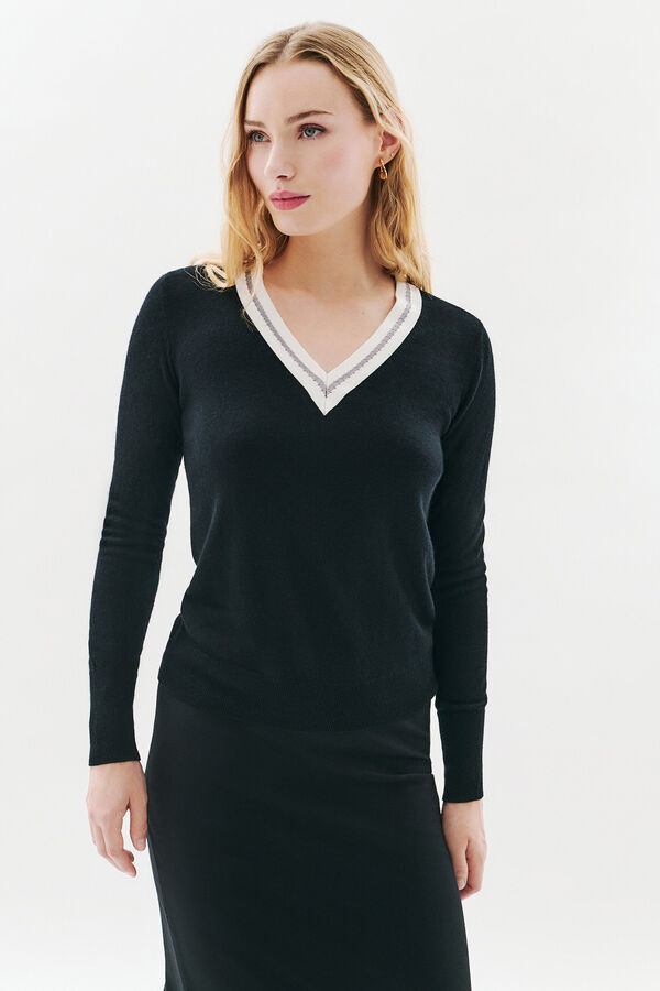 Caroll Camisola detalhe gola Preto