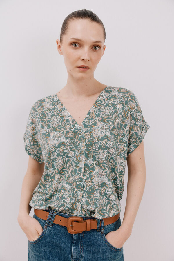 Cortefiel Top pico estampada Multicolor