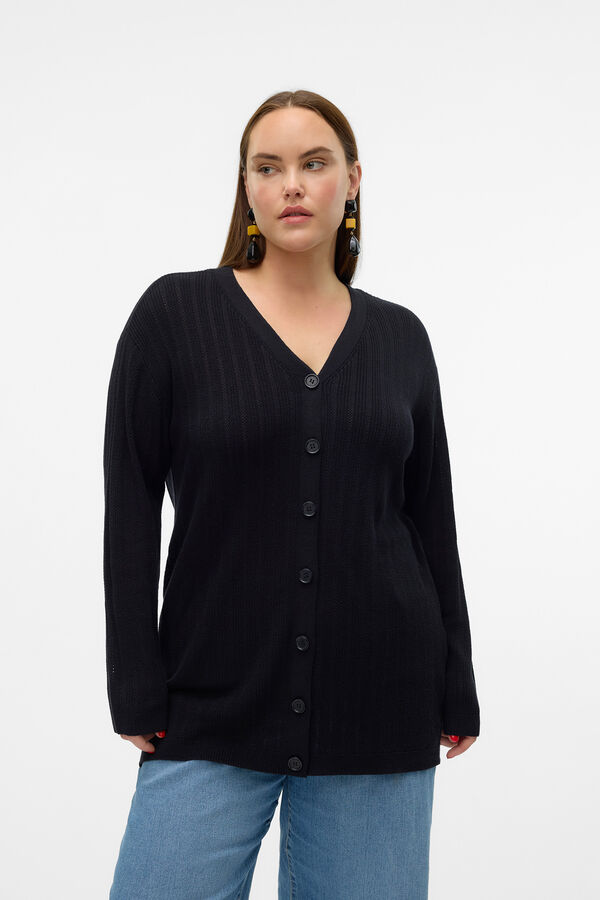 Vero Moda Curve Cardig&atilde; bico size com decote Preto