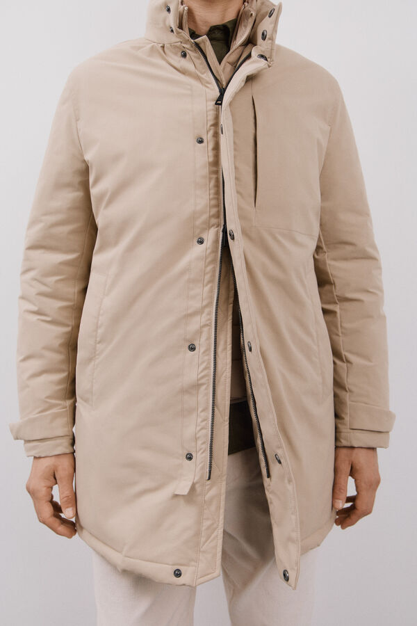 Cortefiel Impermeable con desmontable Beige
