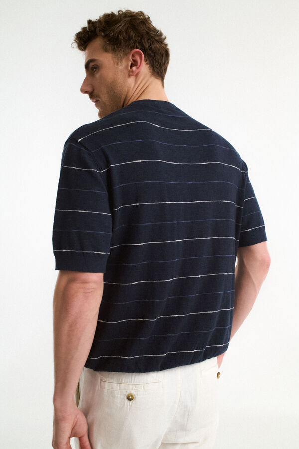 Selected Camiseta de manga curta de linho Azul