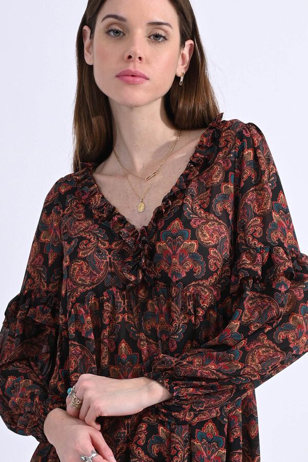 Molly Bracken Blusa de manga comprida com estampado e folhos Granada