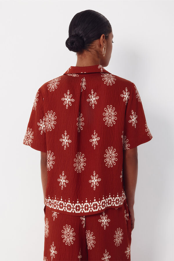 Cortefiel Camisa manga curta estampada Vermelho